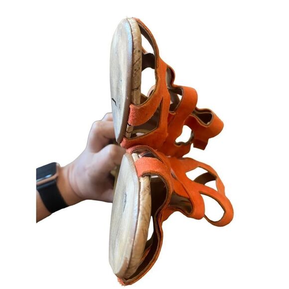 Halogen Orange Suede Leather Cutout Sandal Heels - Picture 6 of 15
